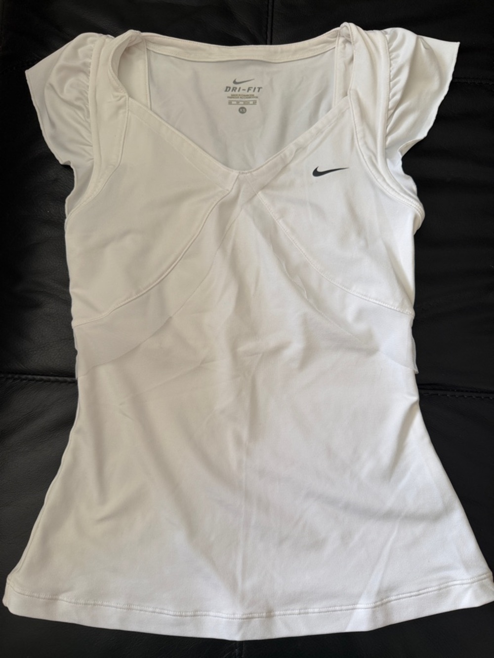 Nike White Women's Dri-FIT Short Sleeve Athletic Top